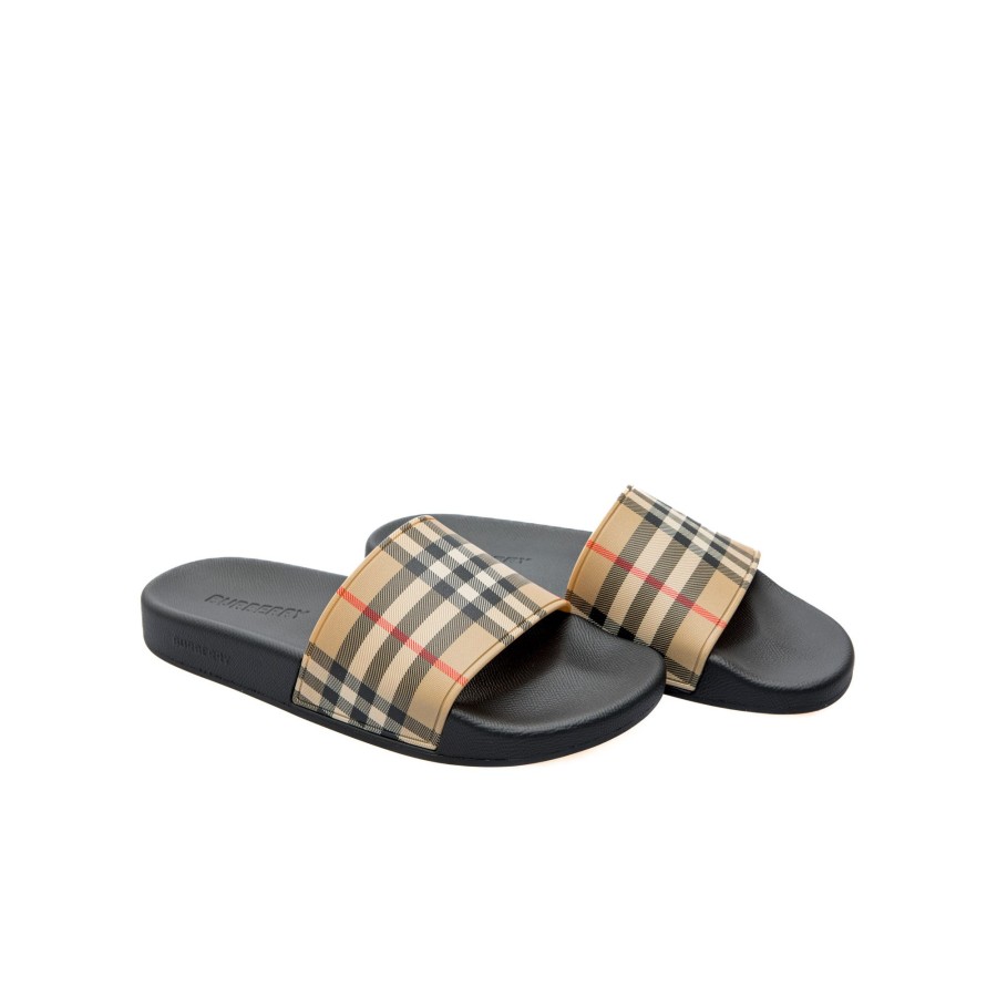 Dames Burberry Sandals | Burberry Lf Sdl Furley L Chk