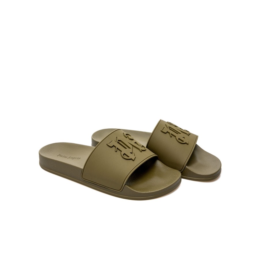 Heren Palm angels Sandals | Palm Angels Monogram Pool